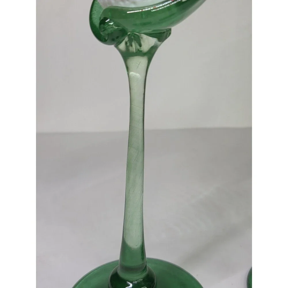 Pair Vintage Hand Blown Brioni Glass The Perfect Lie Champagne Flutes Golf Ball